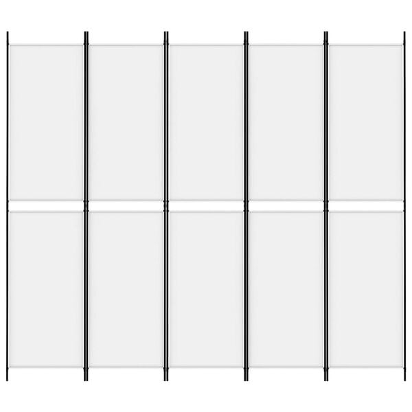 vidaXL Romdeler med 5 paneler hvit 250x220 cm stoff