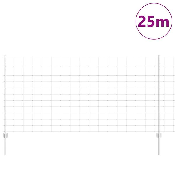 vidaXL Gjerde med stolpe s&oslash;lv 1,2 x 25 m St&aring;l