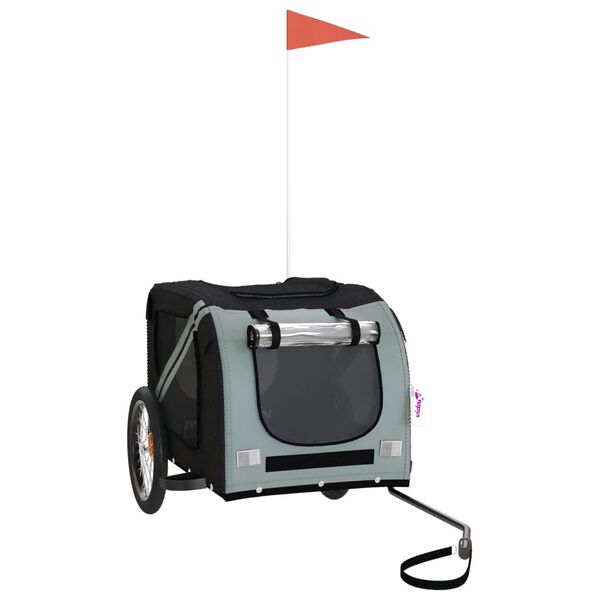 vidaXL Kjæledyrsykkelhenger svart og grå oxfordstoff og jern