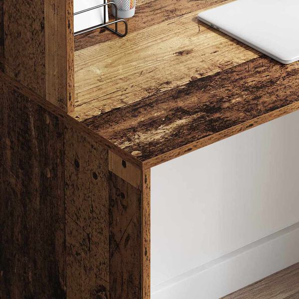 vidaXL Skrivebord med hylle Gamle tre 102 x 50 x 124 cm Konstruert tre