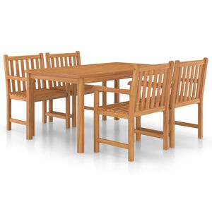 vidaXL 5-delers hagespisesett 150x90 cm heltre teak