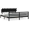 vidaXL Sengeramme med hodegavl svart 200x200 cm heltre