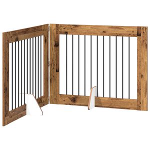vidaXL Foldbar hundegitter med stativer 2 stk. Gammelt tre 200,5 cm