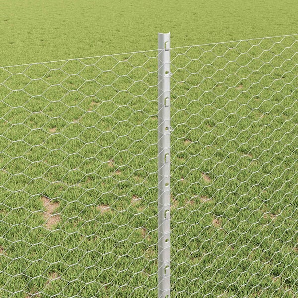 vidaXL Gjerde og Støtte sølv 1 x 10 m Stål