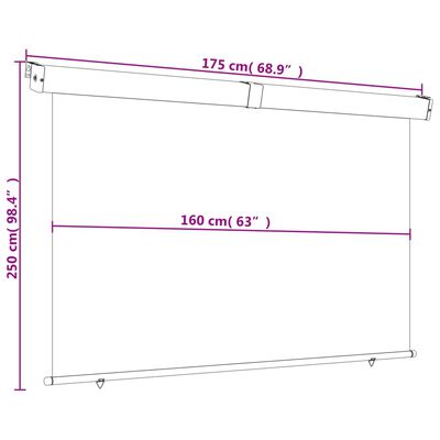 vidaXL Sidemarkise for balkong 170x250 cm grå