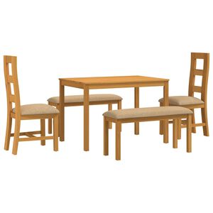 vidaXL Spisestuesett 5 stk. Beige Massivt Eiketre