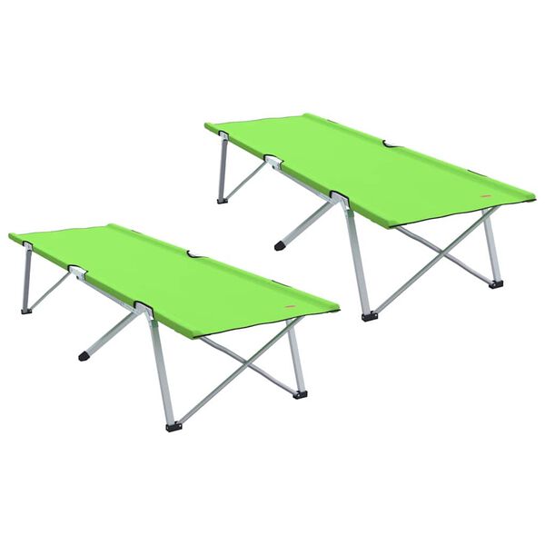 vidaXL Sammenleggbar camping seng 2 pcs Mørkegrønn 62 x 194 x 42 cm