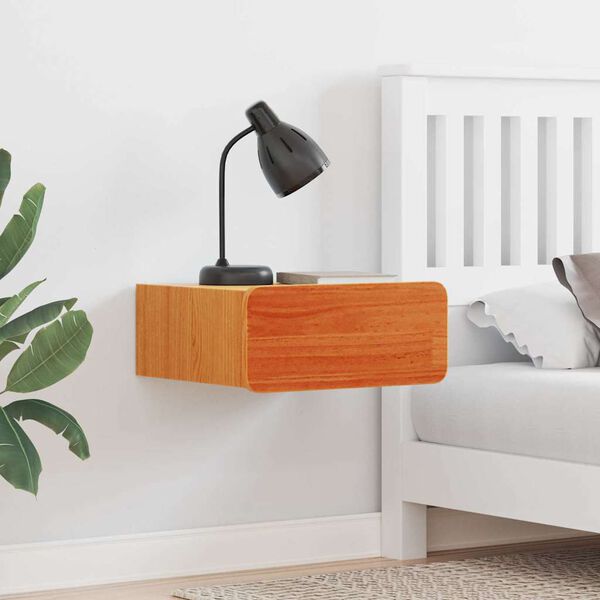 vidaXL Nattbord med skuff Vokset Brun 39 x 34 x 16,5 cm Heltre furu