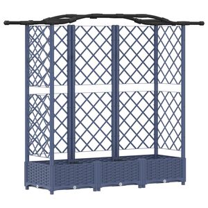 vidaXL Hevet Bed med Trellis og Tak Gr&aring; 163 x 40 x 123 cm PP