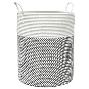 vidaXL Oppbevaringskurv gr&aring; og hvit &Oslash;38x46 cm bomull