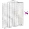 vidaXL Gabionkurver buede 6 stk 200x50x220/240 cm galvanisert jern
