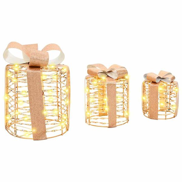 vidaXL Gaveeske Dekorasjon 3 pcs Varmhvit 20 x 20 x 20 cm PET