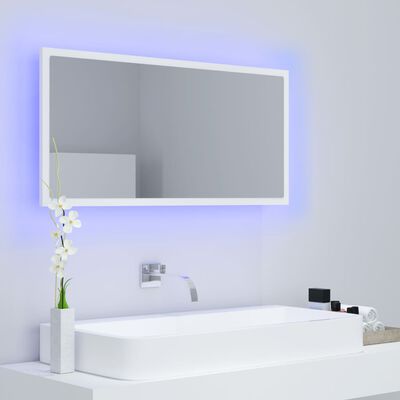 vidaXL Baderomsspeil LED hvit 90x8,5x37 cm akryl