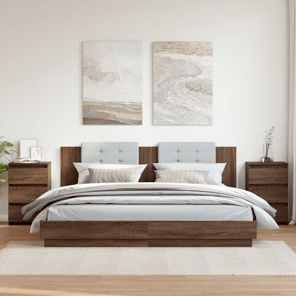 vidaXL Nattbord 2 stk brun eik 40x35x62,5 cm konstruert tre