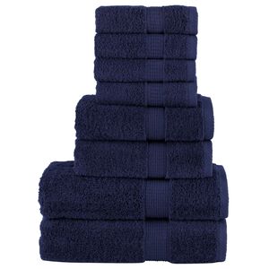 vidaXL Premium h&aring;ndklesett 8 deler SOLUND marinebl&aring; 600 g/m2