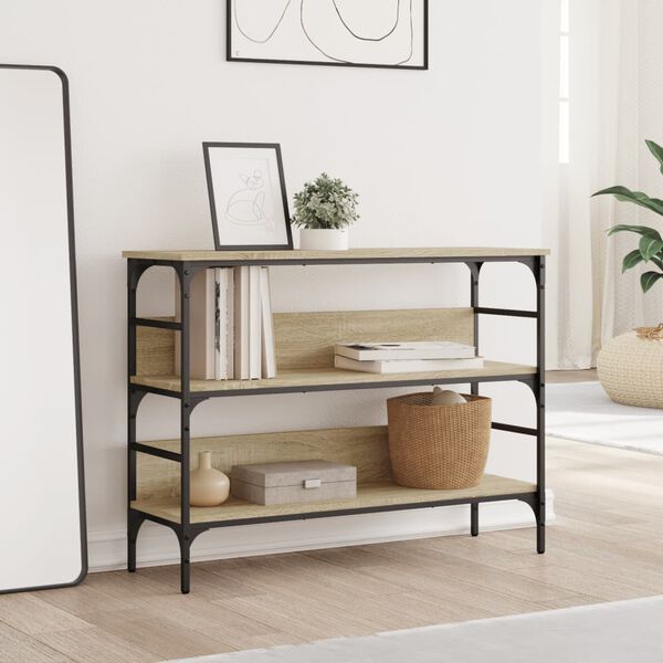 vidaXL Konsollbord sonoma eik 100x32x75 cm konstruert tre