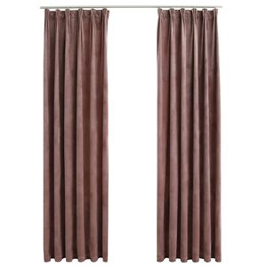 vidaXL Lystette gardiner med kroker 2 stk fl&oslash;yel antikk rosa 140x245cm