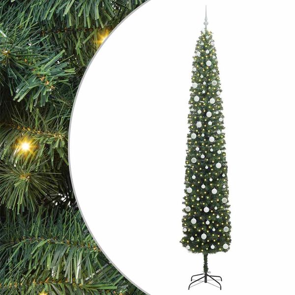 vidaXL Kunstig juletre med 300 LED gr&oslash;nn 270 cm PVC og st&aring;l og plast