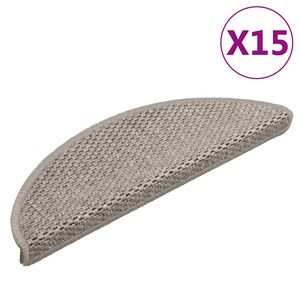 vidaXL Selvklebende trappematter sisal 15 stk 56x17x3 cm platina
