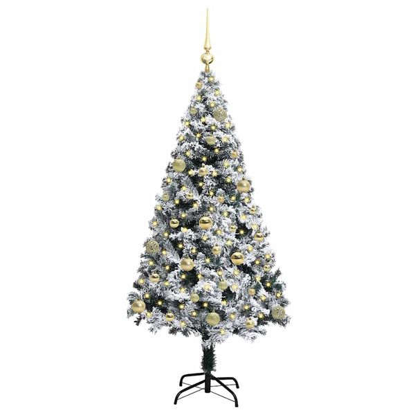 vidaXL Kunstig juletre med 150 LED grønn 150 cm PVC og Stål og Plast