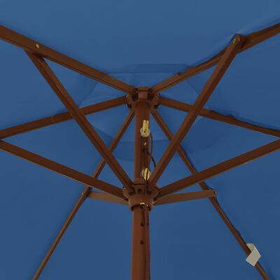 vidaXL Hageparasoll med trestang asurblå 196x231 cm