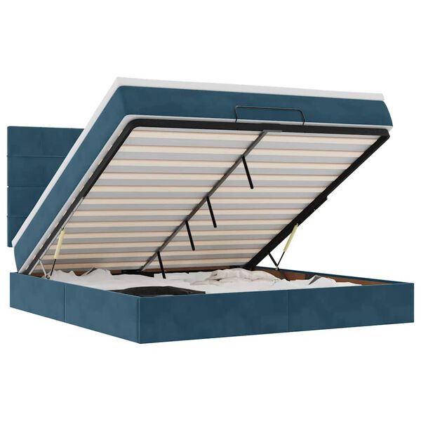 vidaXL Ottoman sengeramme med madrasser m&oslash;rkebl&aring; 160x200cm fl&oslash;yel