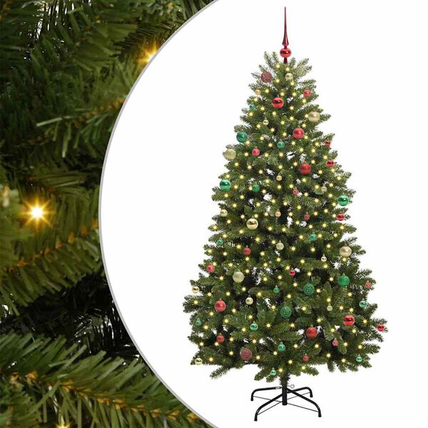 vidaXL Kunstig juletre med 300 LED gr&oslash;nn 210 cm PVC og metall