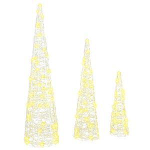 vidaXL Juletre 3 stk. 90 LED-lys Varmhvit 20 x 20 x 80 cm Akryl
