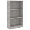 vidaXL Bokhylle 3 niv&aring;er betonggr&aring; 60x24x109 cm konstruert tre