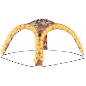 vidaXL Partytelt med LED og 4 sidevegger 3,6x3,6x2,3 m kamuflasje