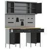 vidaXL Arbeidsbenk med skuff 7 pcs Svart 150 x 55 x 200 cm Stål