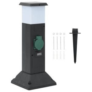 vidaXL Utend&oslash;rs stikkontakts&oslash;yle lampe og plugg 2-veis 16x16x39,5 cm