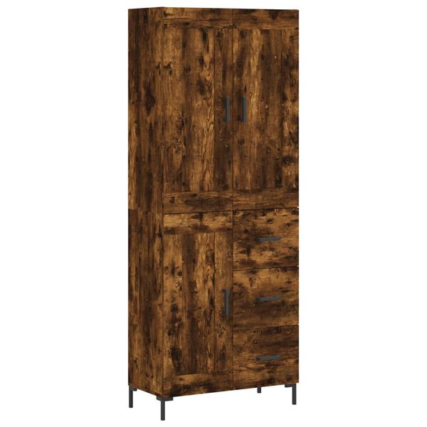 vidaXL Highboard røkt eik 69,5x34x180 cm konstruert tre