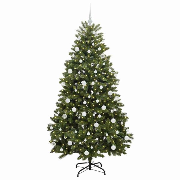 vidaXL Kunstig juletre med 300 LED gr&oslash;nn 180 cm PVC og metall