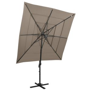 vidaXL Hageparasoll med aluminiumsstang 4 niv&aring;er gr&aring;brun 250x250 cm