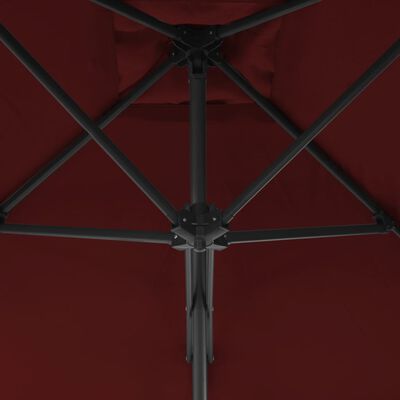 vidaXL Parasoll med stålstang vinrød 300x230 cm