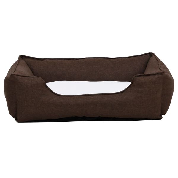 vidaXL Hundeseng brun og hvit 85,5x70x23 cm fleece med linutseende