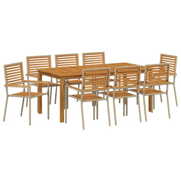 vidaXL Hage Spisegruppe 9 pcs Beige Poly rattan