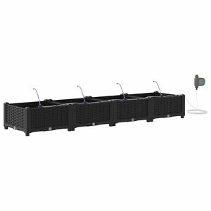 vidaXL Hageblomsterpotte 4 stk. Svart 160 x 40 x 22 cm PP