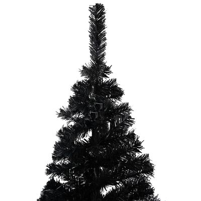 vidaXL Forhåndsbelyst kunstig juletre med kulesett svart 210 cm PVC