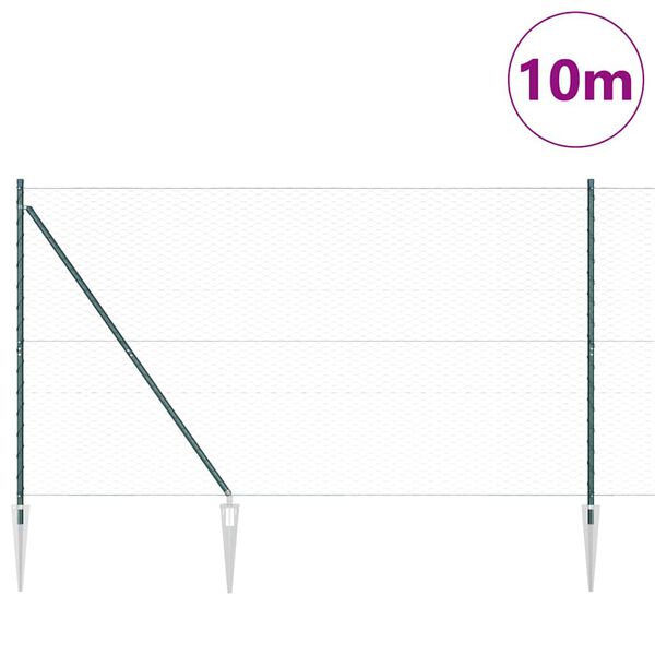 vidaXL Gjerdep&aring;le gr&oslash;nn 10 x 1,6 m (36 mm nett) St&aring;l og PVC