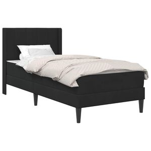 vidaXL Sengeramme med madrass med hodegjerde Svart 90 x 190 cm Fl&oslash;yel