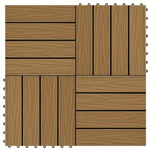 vidaXL Terrassebord 11 stk dyppreget WPC 30x30 cm 1 kvm teak