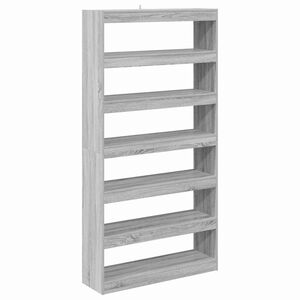 vidaXL Bokskap 6 niv&aring;er 100 x 30 x 198 cm Konstruert tre Gr&aring; Sonoma