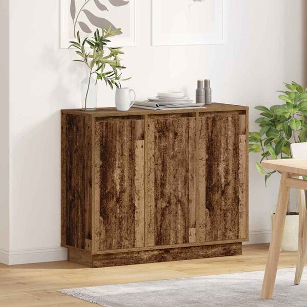 vidaXL LED sideboard Gammelt tre 90 x 32 x 75 cm Konstruert tre