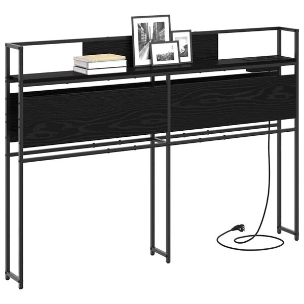 vidaXL Lagringshodegavl med hylle Svart eik 120 cm Konstruert tre