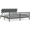 vidaXL Sengeramme med hodegavl gr&aring; 200x200 cm heltre
