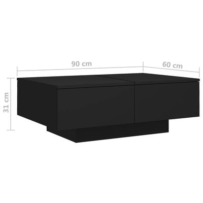 vidaXL Salongbord svart 90x60x31 cm sponplate