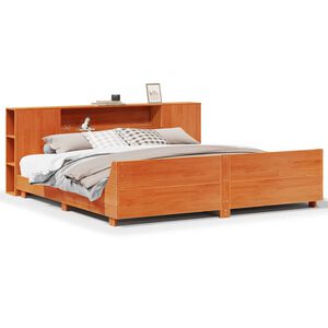 vidaXL Sengeramme uten madrass voksbrun 200x200 cm heltre furu