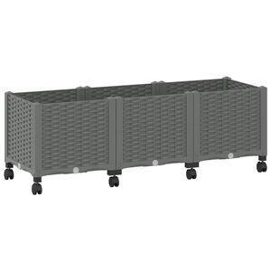 vidaXL Hagekrukke med hjul Lysegr&aring; 120 x 40 x 48 cm PP